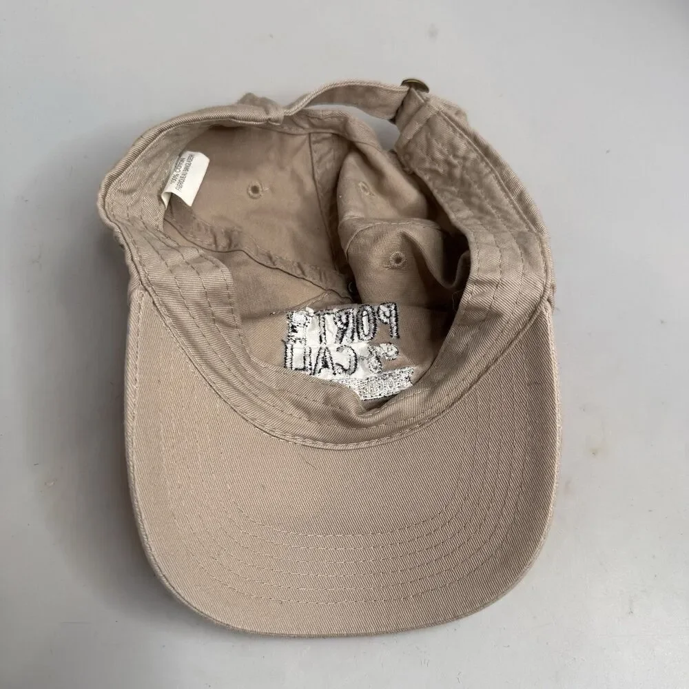 Port of Call Food & Brew Hall Dad Hat Tan Adjustable Strap Back Unstructured